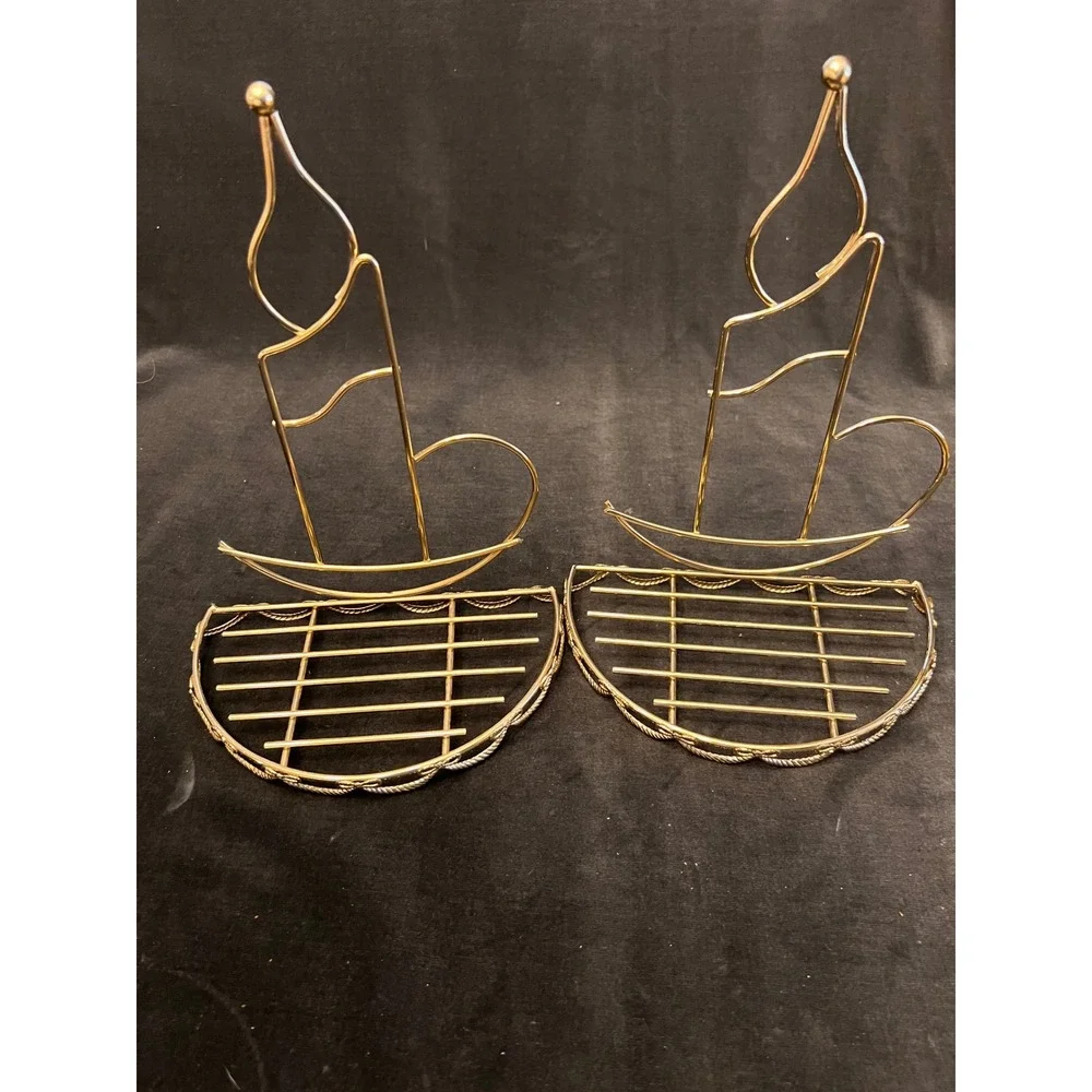 HOMCO Gold Metal Wire Shelf | Set of 2 | Cottage Grandma Bow Y2K